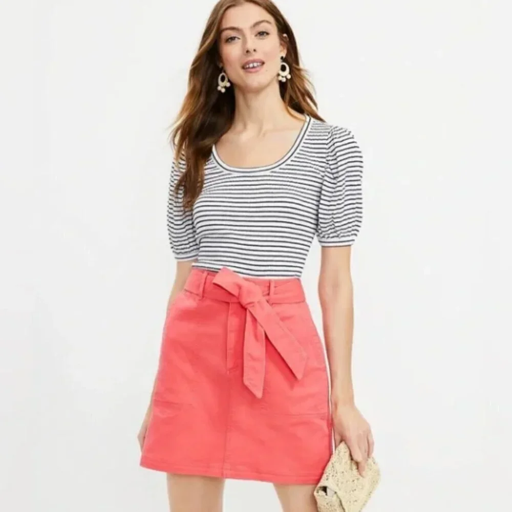 NWT LOFT Utility Pocket Skirt in 'Hothouse' Orange/Pink Size 14